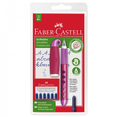 Faber-Castell Писалка Scribolino, детска, с включени 6 патрончета и аксесоари Faber-Castell Писалка Scribolino, детска, с включени 6 патрончета и аксесоари