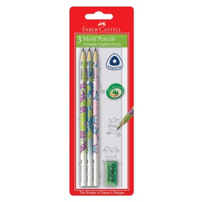 Faber-Castell Молив Monsters, с гума, 3 броя Faber-Castell Молив Monsters, с гума, 3 броя