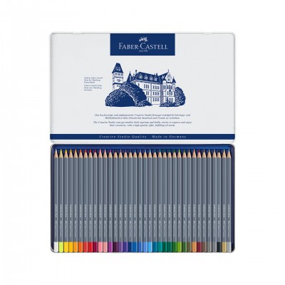 Faber-Castell Акварелни моливи Goldfaber Aqua, 36 цвята, в метална кутия