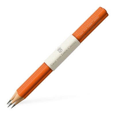 Graf von Faber-Castell Молив Guilloche, чернографитен, оранжев, 3 броя Graf von Faber-Castell Молив Guilloche, чернографитен, оранжев, 3 броя