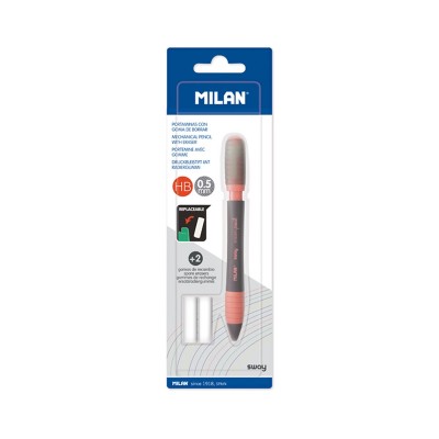 Milan Автоматичен молив Sway, 0.5 mm, с 2 гуми, в блистер, опаковка 24