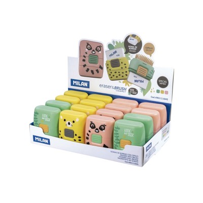 Milan Гума за молив Compact Hide & Seek, с четка, асорти, 16 броя Milan Гума за молив Compact Hide & Seek, с четка, асорти, 16 броя