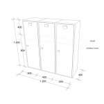 Гардероб RFG, метален, троен, с три врати, 120 х 40 х 120 cm, бял, с тюркоазени врати