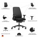 Ергономичен стол Interstuhl Every EV116, текстил, Synchronous механизъм, полиамидна основа, черен