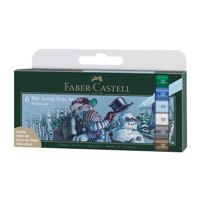 Faber-Castell Маркер-четка Pitt Artist, зима, 6 броя Faber-Castell Маркер-четка Pitt Artist, зима, 6 броя