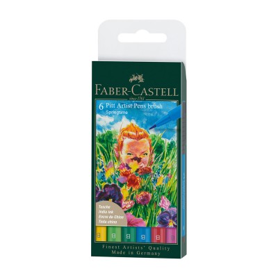 Faber-Castell Маркер-четка Pitt Artist, пролет, 6 броя Faber-Castell Маркер-четка Pitt Artist, пролет, 6 броя