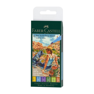 Faber-Castell Маркер-четка Pitt Artist, лято, 6 броя Faber-Castell Маркер-четка Pitt Artist, лято, 6 броя