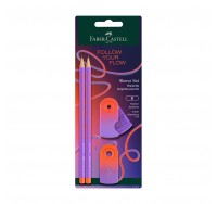 Faber-Castell Моливи Grip 2001, B, с острилка, Punchy melon, 2 броя