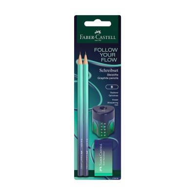 Faber-Castell Комплект моливи, гума и острилка Buzzing blue Faber-Castell Комплект моливи, гума и острилка Buzzing blue