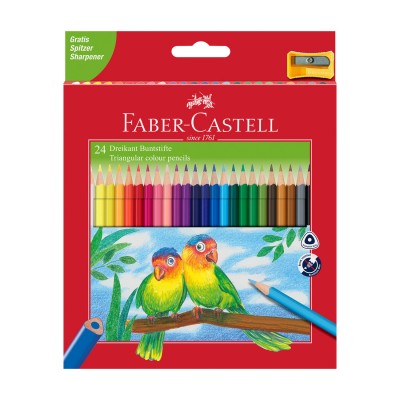 Faber-Castell Цветни моливи Triangular Junior, 24 цвята, с включена острилка