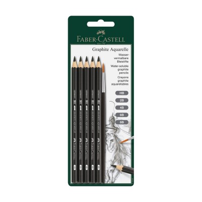 Faber-Castell Акварелни моливи Graphite Aquarelle, с четка, 5 броя Faber-Castell Акварелни моливи Graphite Aquarelle, с четка, 5 броя