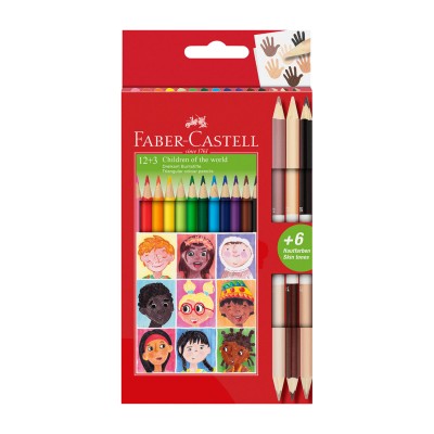 Faber-Castell Цветни моливи Triangular моливи, 12 стандартни и 3 телесни цвята