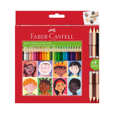 Faber-Castell Цветни моливи Triangular моливи, 24 стандартни и 3 телесни цвята Faber-Castell Цветни моливи Triangular моливи, 24 стандартни и 3 телесни цвята