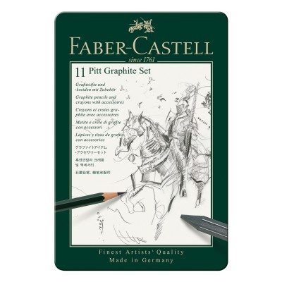 Faber-Castell Комплект моливи Pitt Graphite, 11 броя в метална кутия Faber-Castell Комплект моливи Pitt Graphite, 11 броя в метална кутия
