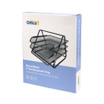 Office 1 Хоризонтална поставка, тройна, мрежеста, метална, черна Office 1 Хоризонтална поставка, тройна, мрежеста, метална, черна