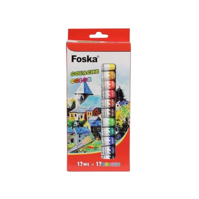 Foska Темперни бои, професионални, в тубички, 12 ml, 12 цвята Foska Темперни бои, професионални, в тубички, 12 ml, 12 цвята