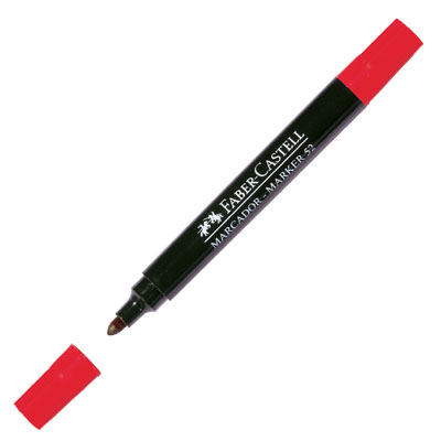 FABER-CASTELL ПЕРМАНЕНТЕН МАРКЕР ЧЕРВЕН С ОБЪЛ ВРЪХ 